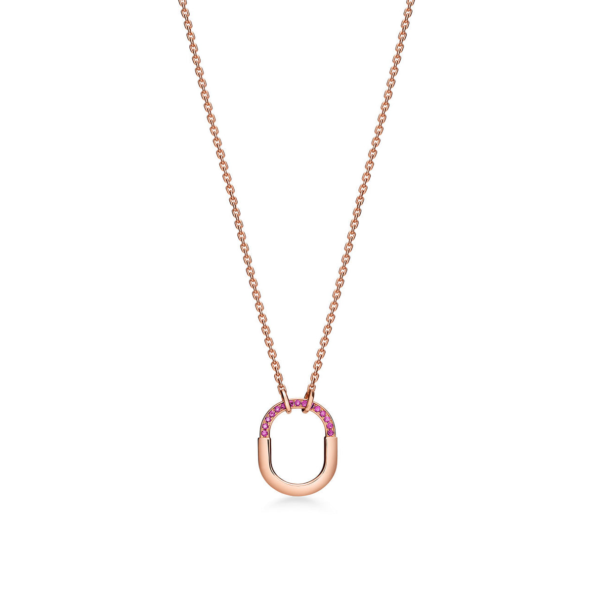 Tiffany & Co. Tiffany Lock Rose Gold Necklace — Small Padlock Pendant