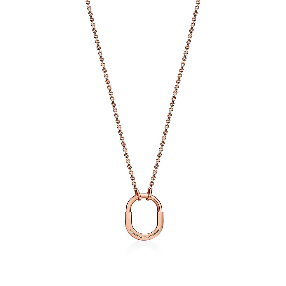 Tiffany & Co. Tiffany Lock Rose Gold Necklace — Small Padlock Pendant