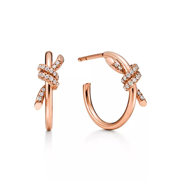 Tiffany & Co. Knot Collection Gold Hoop Earrings | Luxurious Knot Collection Round Stud Earrings — Women's Fine Jewelry
