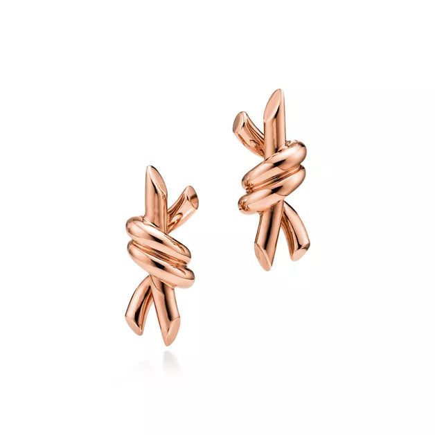 Tiffany Knot Small Rose Gold Earrings – Hand-polished signature knot studs | Luxurious, high-luster gold drop jewelry