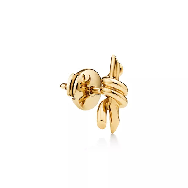 Tiffany Knot Small Gold Earrings—Hand-polished stud earrings featuring the signature organic knot design | Minimalist luxury gold jewelry