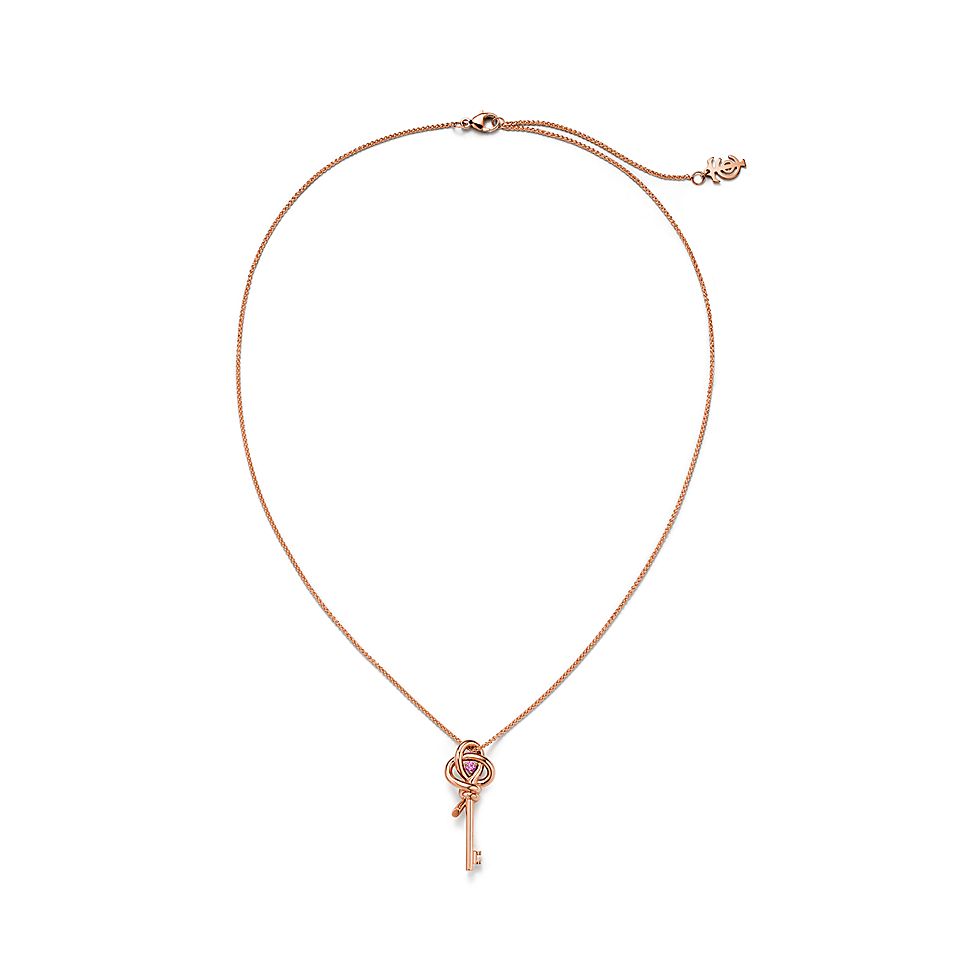 Tiffany & Co. Tiffany Knot Rose Gold Key Pendant Necklace — Mini Keys Collection