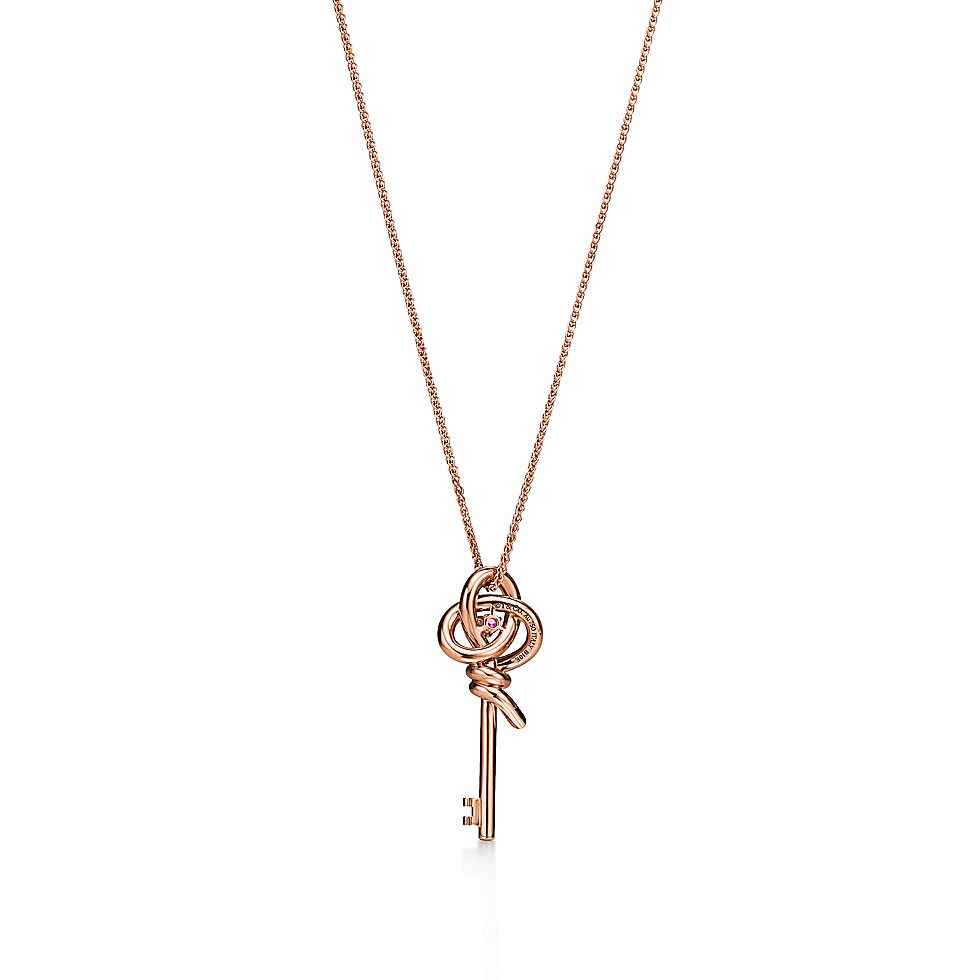 Tiffany & Co. Tiffany Knot Rose Gold Key Pendant Necklace — Mini Keys Collection