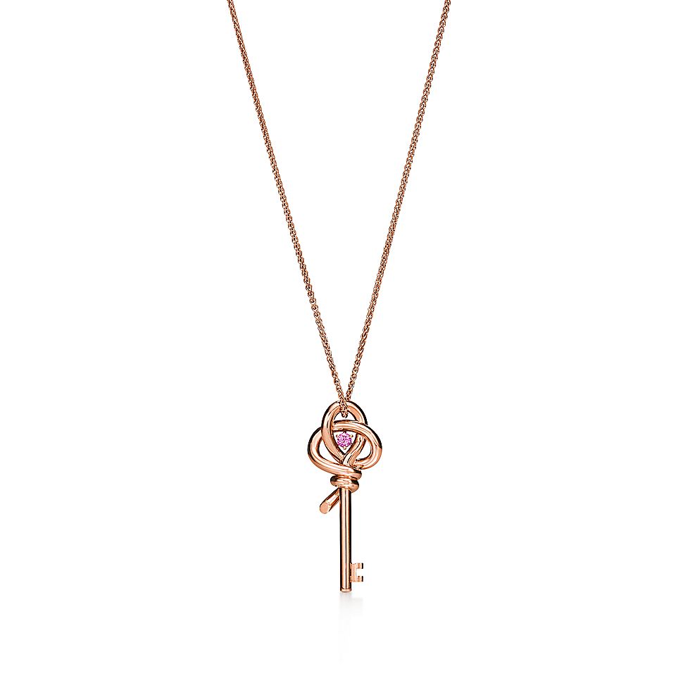 Tiffany & Co. Tiffany Knot Rose Gold Key Pendant Necklace — Mini Keys Collection