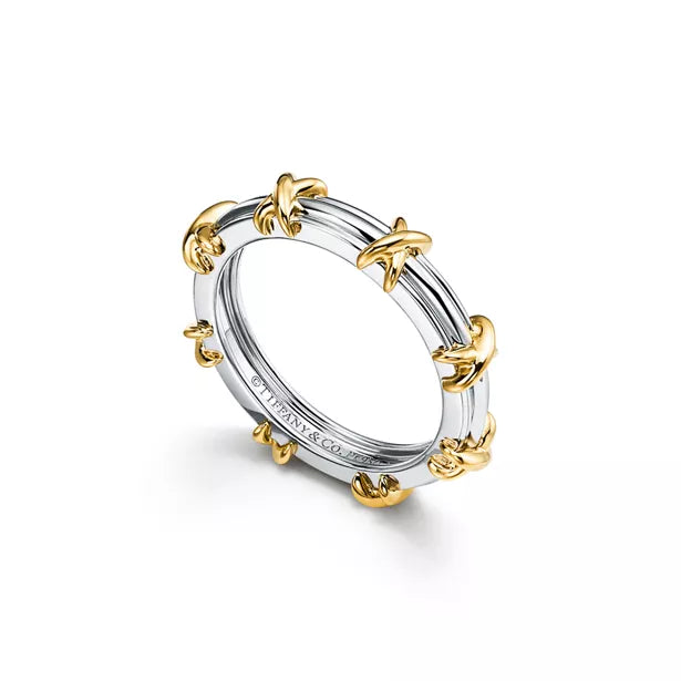 Tiffany Schlumberger Sixteen Stone all-metal ring—X-motif band