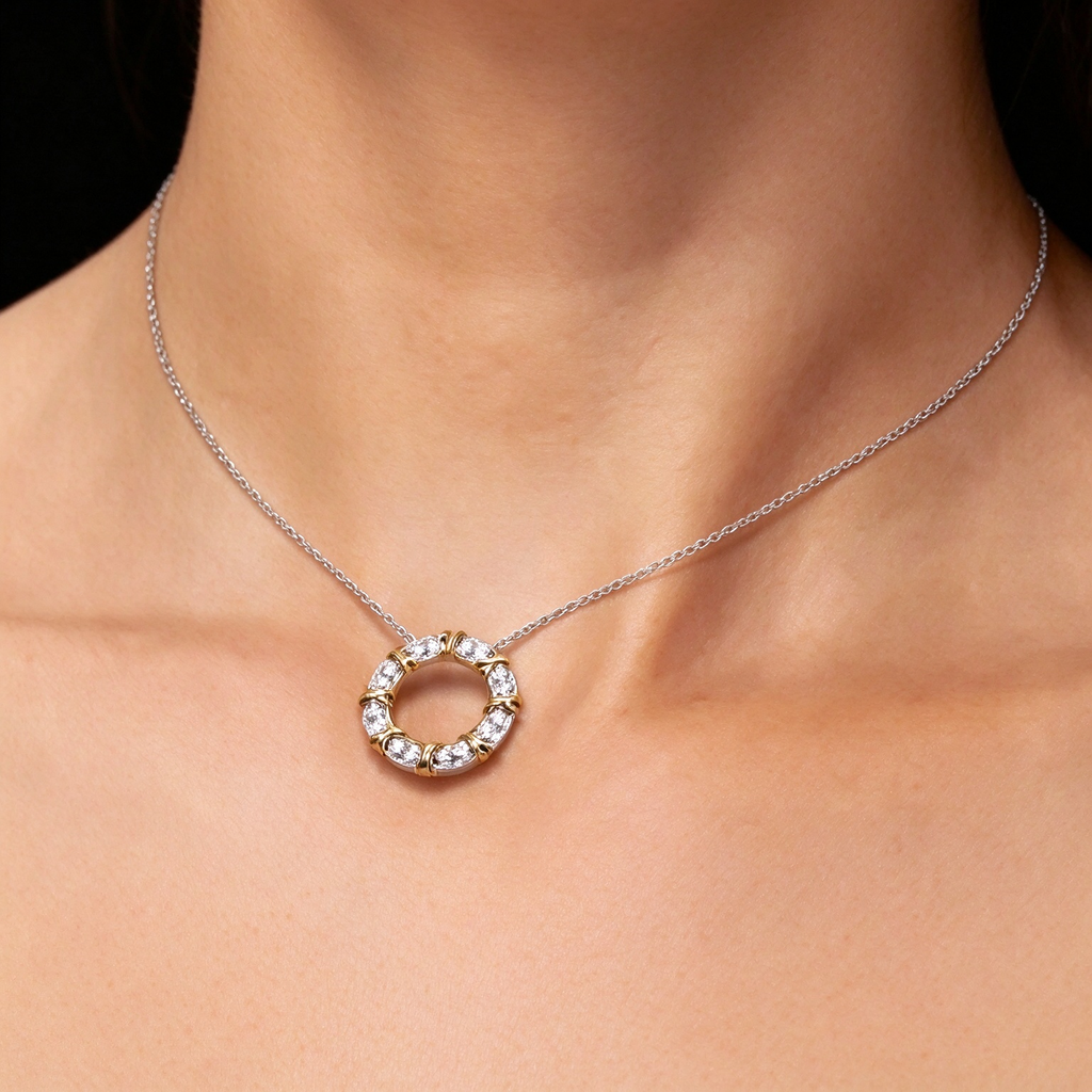 Tiffany Schlumberger Sixteen Stone necklace in platinum—round pendant