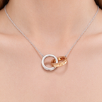 Tiffany & Co. Tiffany 1837 Gold Interlocking Circle Necklace — Two-Tone Double-Ring Pendant