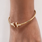 Tiffany T Collection Yellow Gold Double T Bracelet—Iconic Double T motif and timeless American luxury.