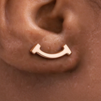 Tiffany T Smile Mini Earrings Rose Gold | Signature Curve Studs Women's Fine Jewelry