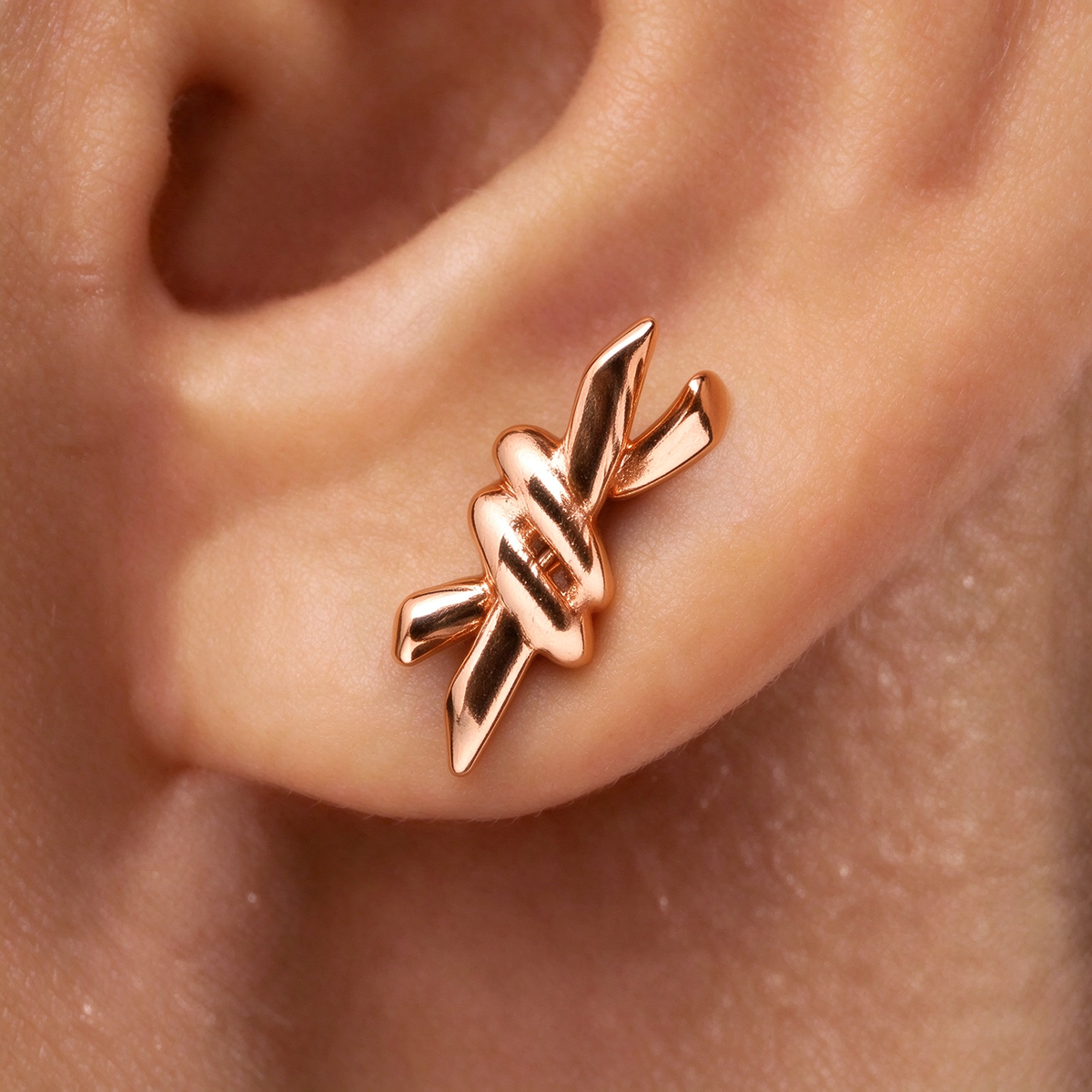 Tiffany Knot Small Rose Gold Earrings – Hand-polished signature knot studs | Luxurious, high-luster gold drop jewelry