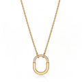 Tiffany Lock Gold Pendant Necklace—Oval Padlock and Chain Design