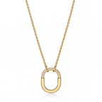 Tiffany Lock Gold Pendant Necklace—Oval Padlock and Chain Design