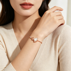 Bvlgari Divas' Dream rose gold bracelet with pavé diamonds and mother-of-pearl.