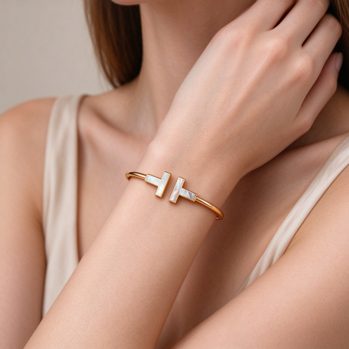 Tiffany T Wire Double-T Spiral Gold Bracelet