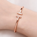 Tiffany T Double T Rose Gold Bracelet—Iconic Double T Open Bracelet