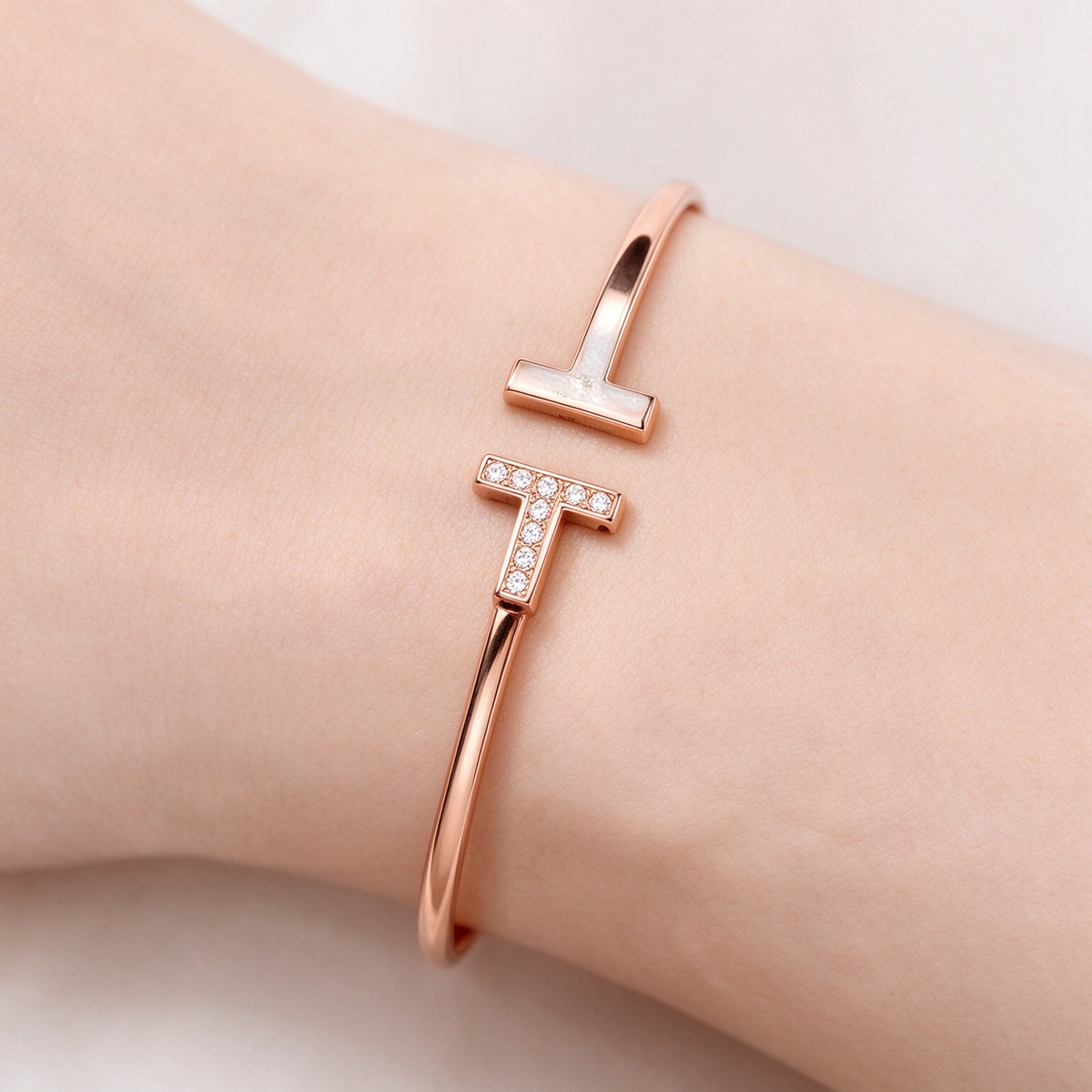 Tiffany T Double T Rose Gold Bracelet—Iconic Double T Open Bracelet