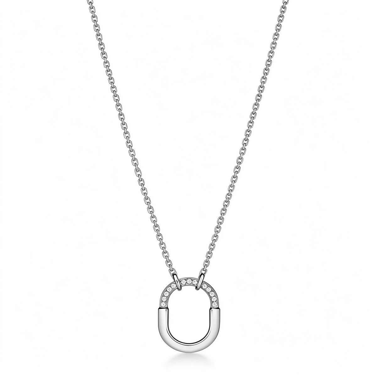 Tiffany Lock Gold Pendant Necklace—Oval Padlock and Chain Design