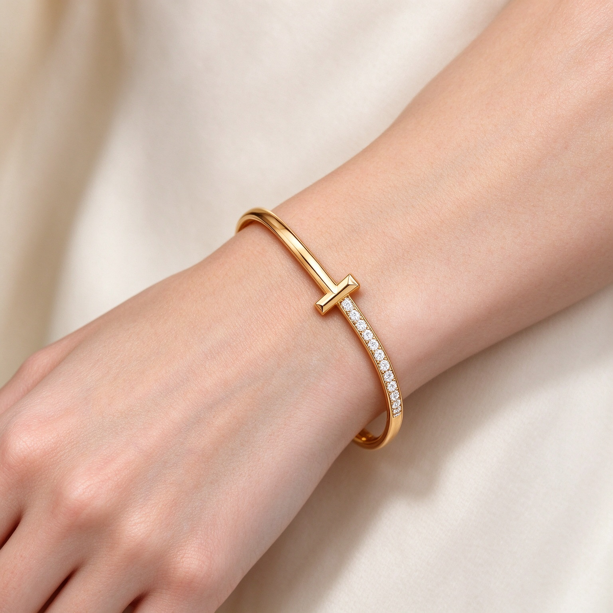 Tiffany T T1 Narrow Hinged Bangle in Yellow Gold—Modern Elegance and the Iconic Spirit of New York