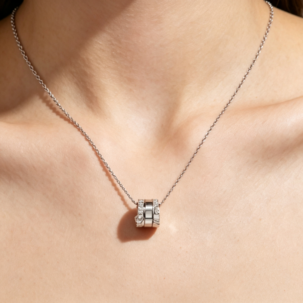 Bvlgari Serpenti Viper snake-motif pendant necklace — white gold