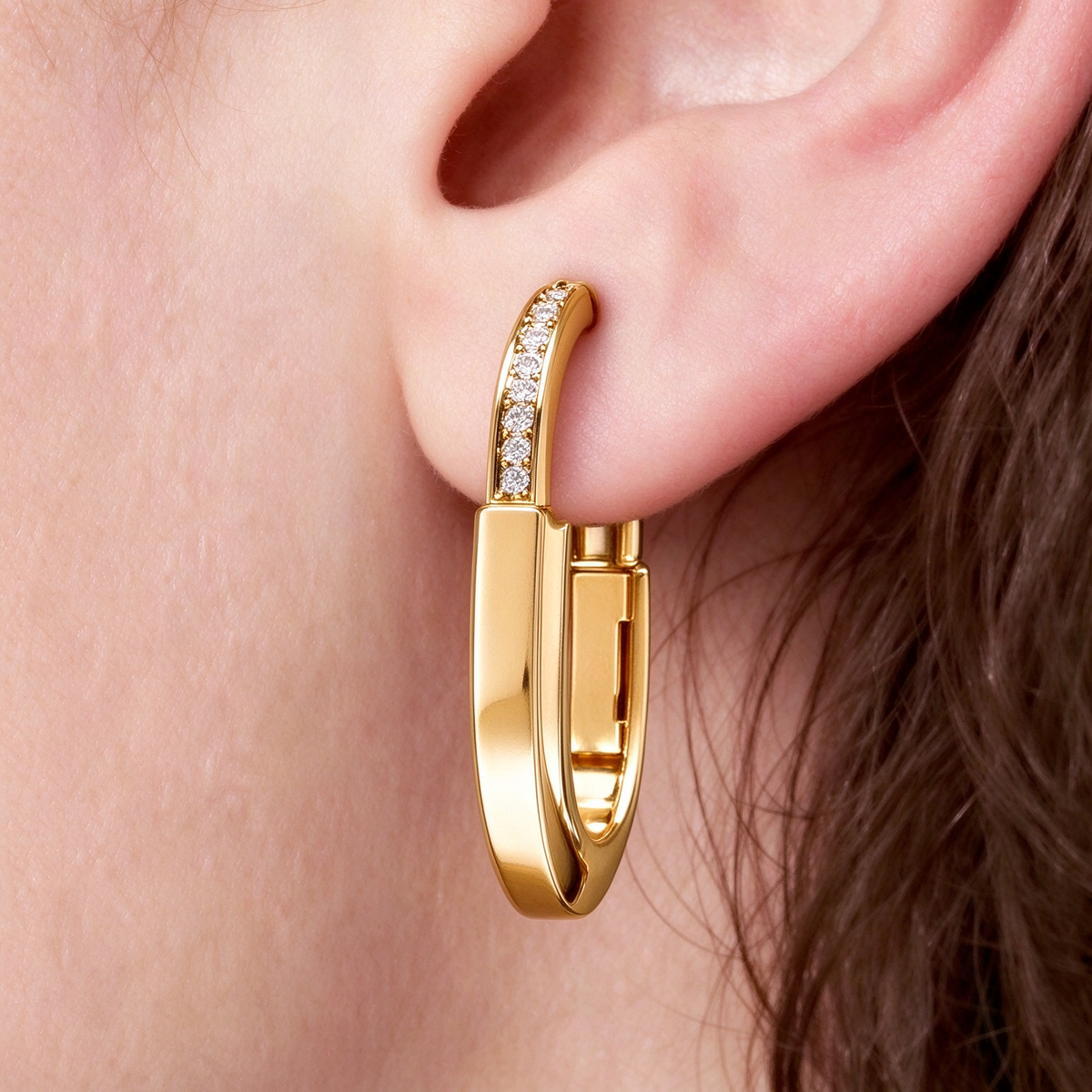Tiffany. Tiffany Lock medium yellow gold earrings—iconic padlock-style clasp | Luxurious high-polish jewelry
