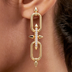 Tiffany Titan by Pharrell Williams Large Gold Link Earrings—"Poseidon's Trident" Motif Drop Earrings | Bold, Statement Luxury Jewelry